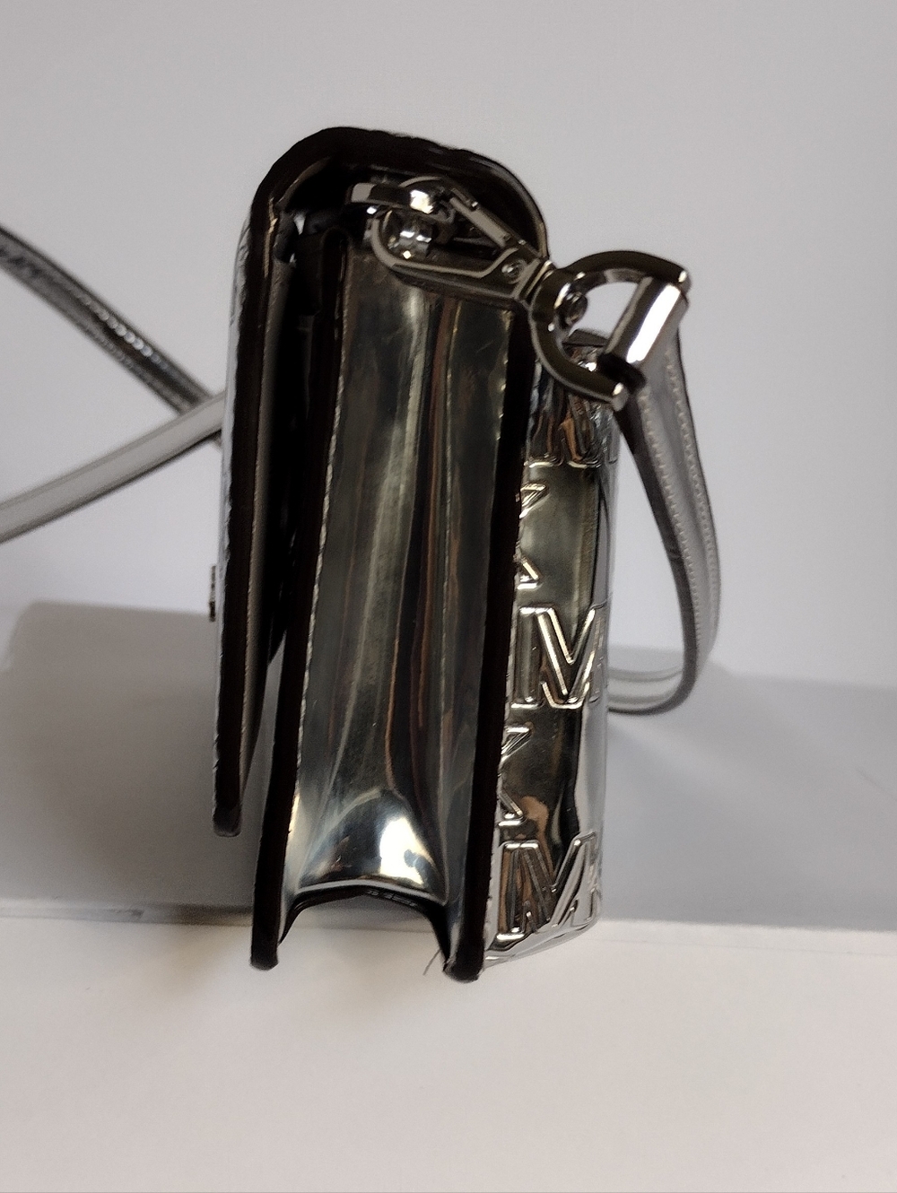 Michael Kors Metallic Silver MK Logo Crossbody - Picture 6 of 11